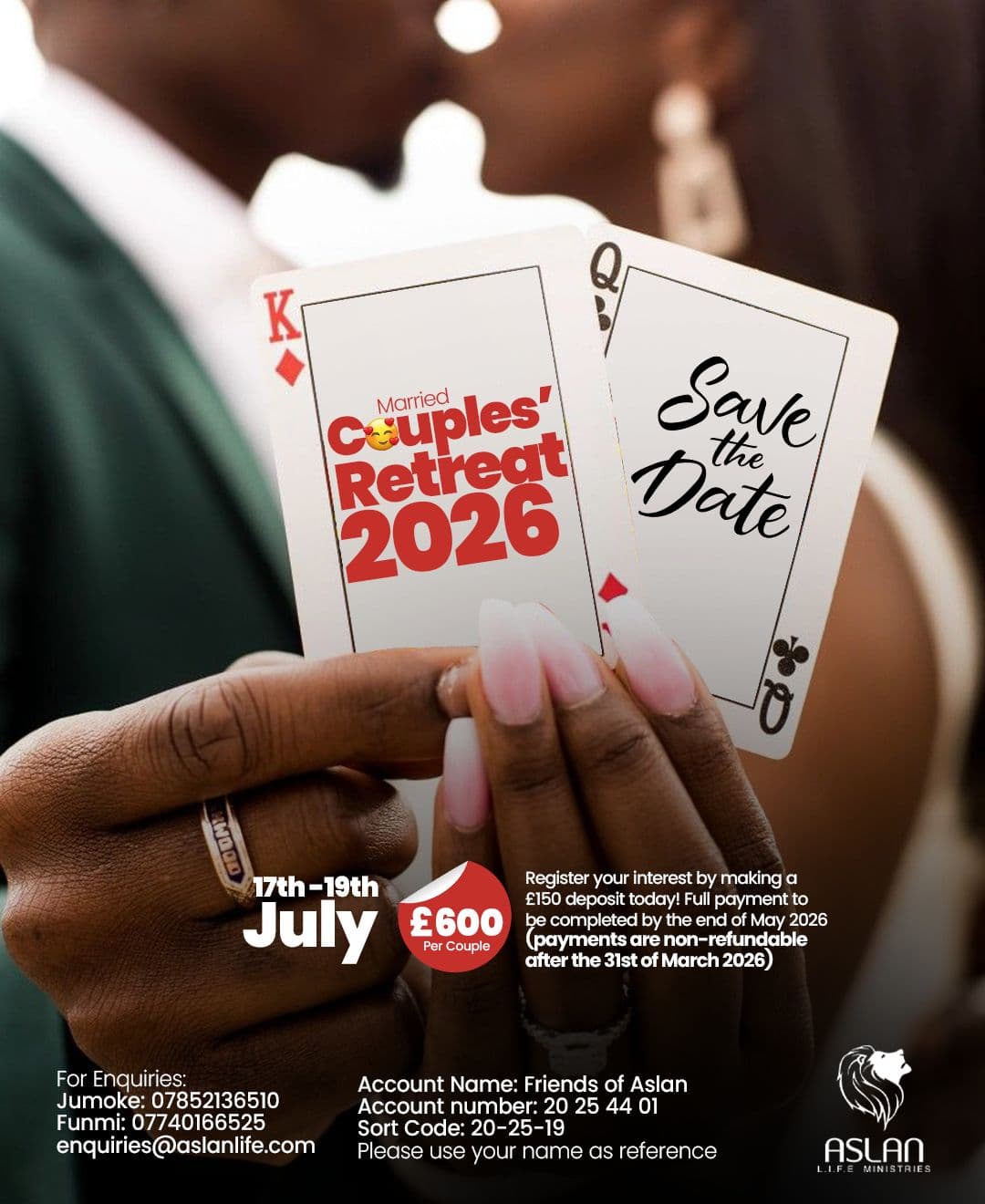 Married Couples' Retreat 2026 — Save the Date flyer